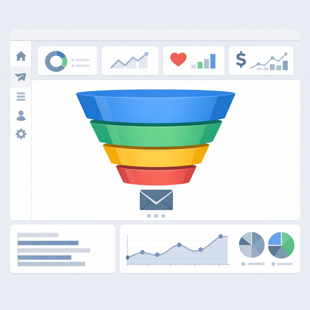 Clean email marketing dashboard showing straightforward funnel design