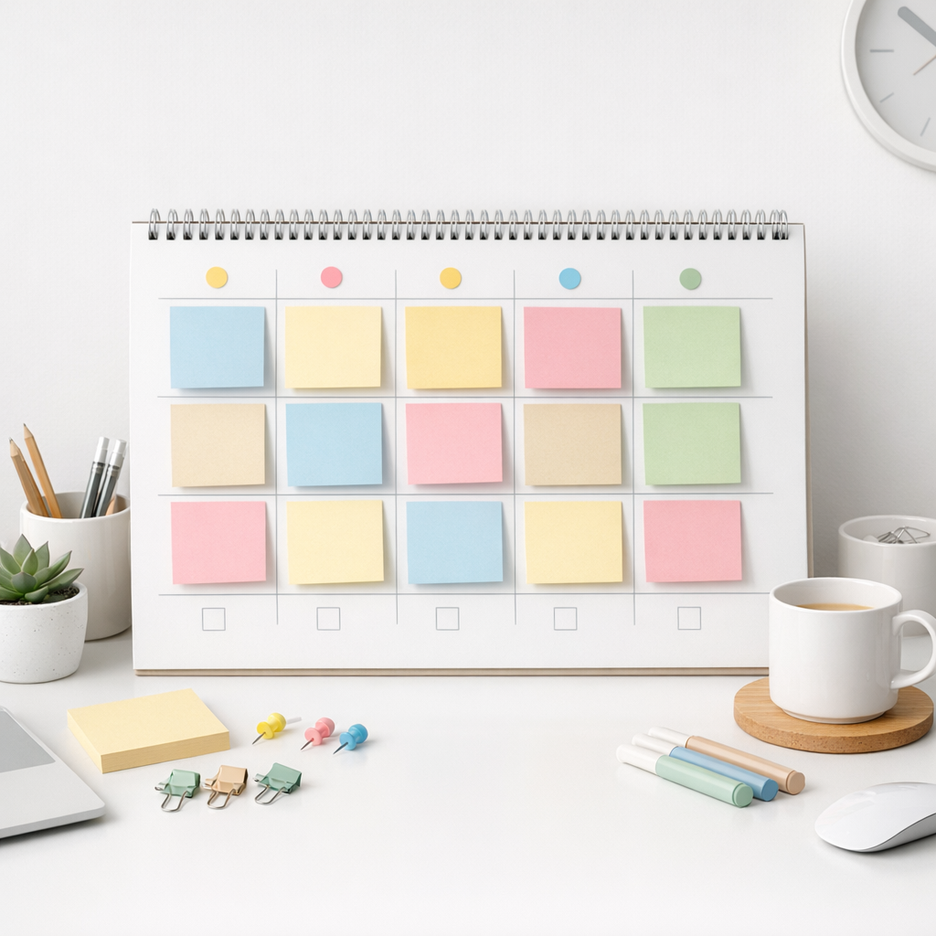 Simple content calendar showing organized publishing schedule on clean workspace