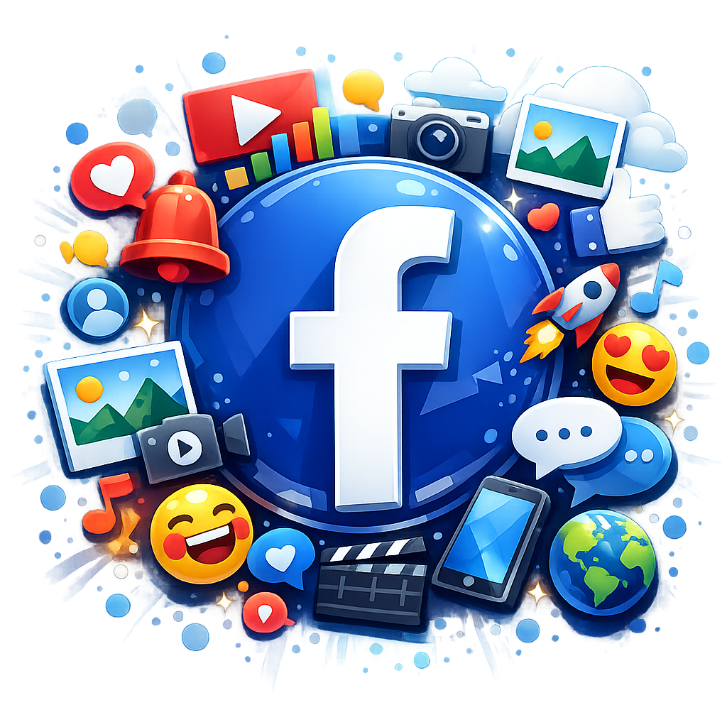 Facebook logo representing social media content platform