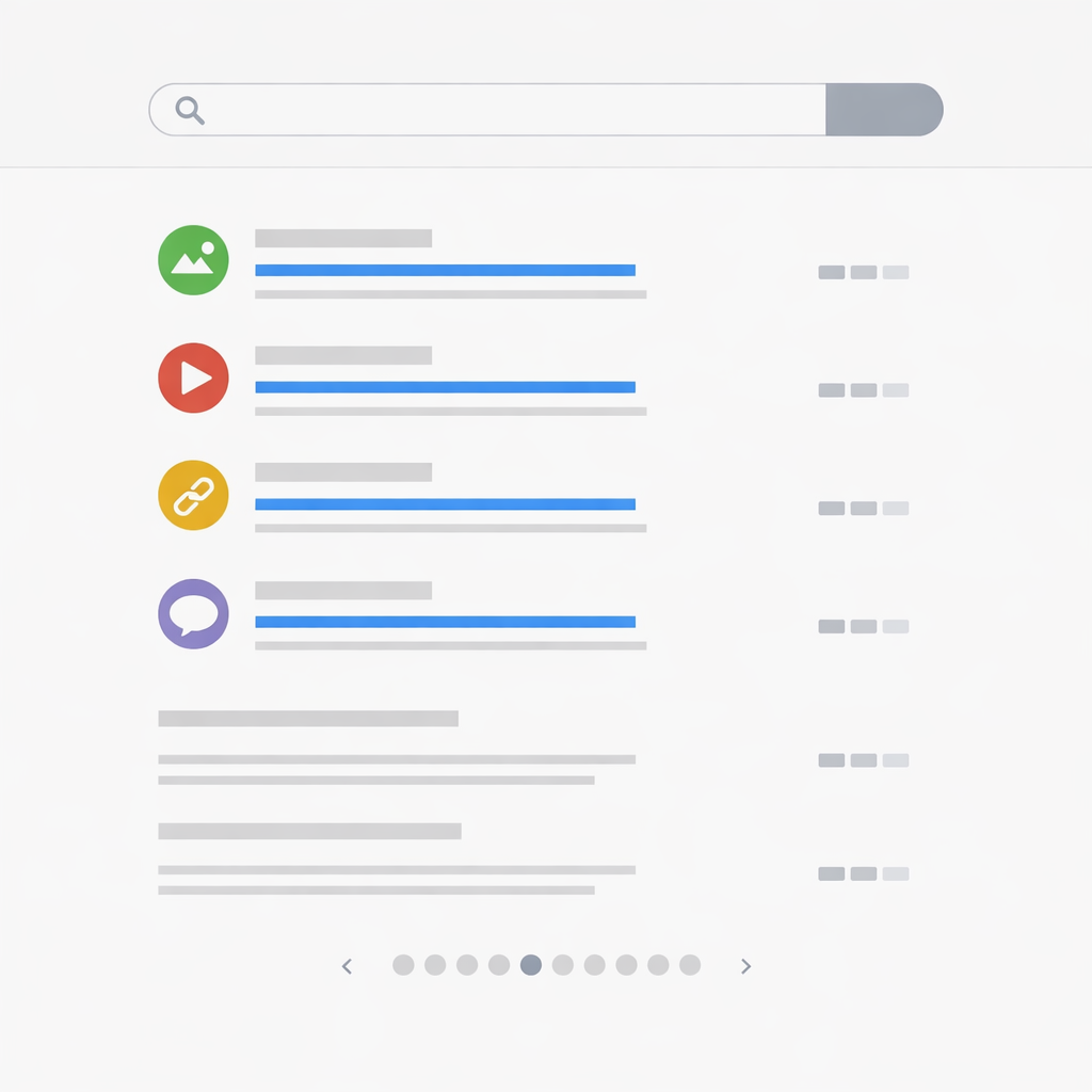 Minimalist search engine results page showing organic traffic sources