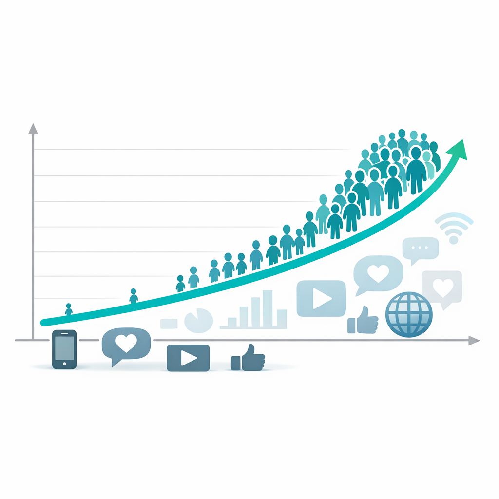 Simple graph showing steady audience growth on digital platform